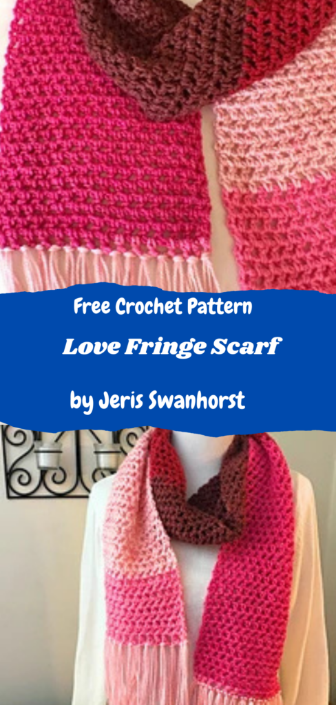 crochet love fringe scarf