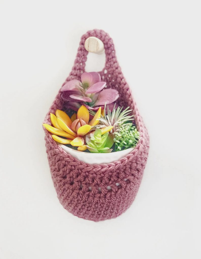 crochet fleur hanging basket
