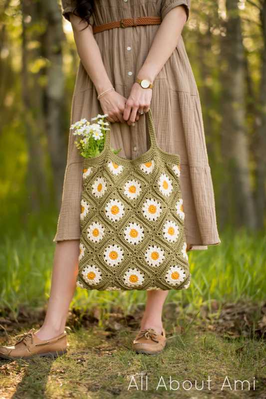 crochet garden days tote bag