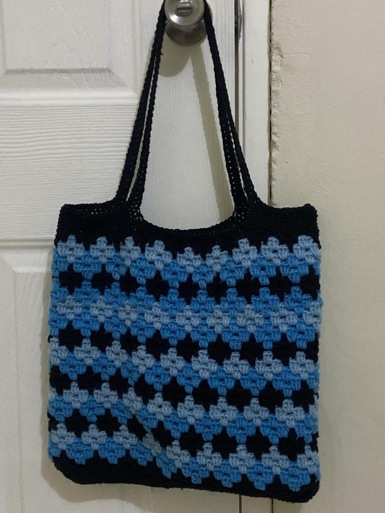 crochet granny diamond tote bag